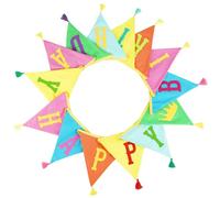 G2PLUS Happy Birthday Fabric Banner, 4.2M Double Sided Triangle Tassel Bunting with 14PCS Floral Pennants for Brithday Party Bedroom Decorations-Multicoloured