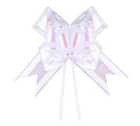 G2PLUS Iridescent White Large Pull Bows: 10PCS Ribbon Bows for Gift Wrapping, 6 inch Pull Bow for Wedding, Unicorn Party, Birthday, Basket, Gift Boxes, Christmas Decorations