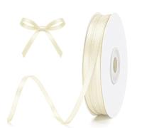 G2PLUS Ivory Satin Ribbons: 3mm x 100Yards Narrow Gift Wrapping Ribbon for Wrapping Presents, Making Cards, Craft Projects,Christmas Decorations
