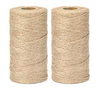 G2PLUS Jute String Twine 1.5MM, 2x100M Natural Garden Jute Rope, 2 Ply Art and Crafts Linen String Brown for DIY Craft; Gardening Use