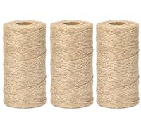 G2PLUS Jute String Twine 1.5MM, 3x100M Natural Garden Jute Rope, 2 Ply Art and Crafts Linen String Brown for DIY Craft; Gardening Use