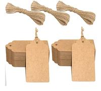 G2PLUS Kraft Paper Gift Tags - 200PCS Large Plain Gift Tags -5x10CM Brown Blank labels with string for Presents, 300g/m²