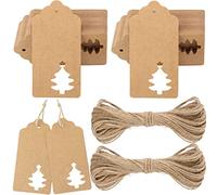 G2PLUS Large Brown Christmas Tags: 5 x 10 cm Xmas Labels for Presents, Kraft Paper Tags with String for Gift Wrapping Decorating, 100 pcs
