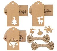 G2PLUS Large Brown Christmas Tags: 5 x 10 cm Xmas Labels for Presents, Kraft Paper Tags with String for Gift Wrapping Decorating, 150 pcs