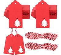 G2PLUS Large Red Christmas Tags with String for Presents, 5x10cm, 100pcs | Christmas Tree Pops, Xmas Kraft Paper Labels for Presents, Christmas Parcels, Gift Wrapping Decorating