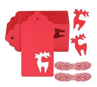 G2PLUS Large Red Christmas Tags with String for Presents, 5x10cm, 100pcs | Reindeer Pops, Xmas Kraft Paper Labels for Presents, Christmas Parcels, Gift Wrapping Decorating