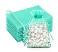 G2PLUS Light Blue Organza Gift Pouches, 13x18 CM Large Organza Favour Bags, 50 PCS Wedding Jewelry Bags, Clear Mesh Pouches Perfect for Wedding, Christmas, Birthday, Anniversary