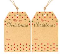 G2PLUS Merry Christmas Tags for Presents: 50PCS Xmas Labels with String