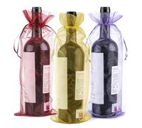 G2PLUS Multi-Color Organza Wine Bags 750ml Wine Bottle Gift Bags with Drawstring for Gift Wrapping Wine Bottles - 14 x 37CM