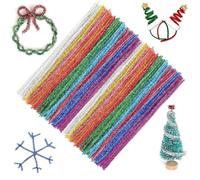 G2PLUS Multi-Colored Glitter Pipe Cleaners, 200pcs - 30cm Sparkly Christmas Pipe Cleaners for DIY Craft Projects & Ornament Making
