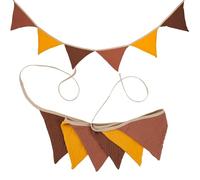 G2PLUS Nursery Fabric Bunting, 6PCS Double Side Cloth Triangle Banner, Coffee and Yellow Cotton Bunting Banner for Bedroom/Baby Shower Decor, 1.9m