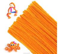 G2PLUS Orange Pipe Cleaners for Craft, 30cm Long Crafting Pipe Cleaners for Halloween Craft, 6mm Chenille Stem for DIY, 100PCS Pipe Cleaners for DIY, Arts and Crafts Project Decoration