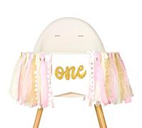 G2PLUS Pink ONE Highchair Banner: 1st Birthday High Chair Banner, for Baby 1st Birthday Party, Photo Props, Ribbon and Jute