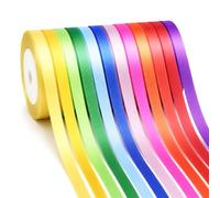 G2PLUS Rainbow Satin Ribbon for Gift Wrapping, 12 Rolls, 10mm x 9m