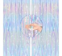 G2PLUS Rainbow Tinsel Curtains, 2PCS Foil Fringe Curtains, 1m×2m Party Backdrop Streamers, Foil Curtain Backdrop for Birthday Wedding Pride Party Door Decoration