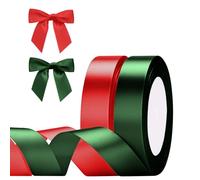 G2PLUS Red and Green Satin Ribbons - 20mm Gift Wrap Ribbon- 44M Christmas Ribbons for Gift Wrapping - Gift Wrapping Ribbon for Christmas Wrapping Gift Craft - 2 Roll x 22M