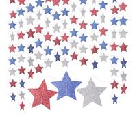 G2PLUS Red Blue Silver Glitter Star Garland, 14m Sparkling Paper Star Hanging Decoration, Twinkle Little Party Garlands for Birthday Wedding Patriotic Day Theme Party