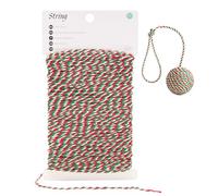 G2PLUS Red Green White Gift Wrapping String: 2mm Cotton Twine for Christmas Craft, Festive Wrapping, Holiday DIY and Decoration, 50M