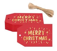 G2PLUS Red Merry Christmas Tags, Xmas Gift Labels for Present Wrapping, with Gold Snowflake Design for Presents Decoration, 50PCS