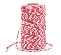 G2PLUS Red White Gift Wrapping String: 2mm Cotton Twine for Festive Wrapping, Christmas Craft, Holiday DIY and Decoration, 100M