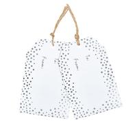 G2PLUS Silver Dots Gift Tags - 50PCS White Gold Paper Tags with String - 8.5x5.5CM Personliazed Blank Labels for Wedding,Party,Gift Wrapping,Birthday,Baby Shower