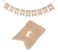 G2PLUS THANK YOU Burlap Bunting Bunting - 3 M Rustic Hessian Bunting - 8PCS Linen Natural Garlands for Rustic Wedding Birthday Party Decoration