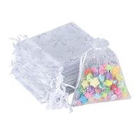 G2PLUS White Christmas Organza Bags, 9x12CM Snowflake Organza Gift Bags, 50 PCS Small Xmas Gift Pouches for Presents, Reindeer Food, Christmas, Advent Calendars