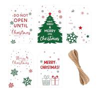 G2PLUS White Christmas Tags for Presents, 8.5x5.5 CM Christmas Snowflake Labels, 50PCS Xmas Wrapping Tags with String for Presents Wrapping Decoration