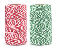 G2PLUS Wrapping String, Green and Red String Twine for Gift Wrapping, DIY Crafts, Holiday Tags and Decorations, 2x100M