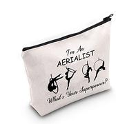 G2TUP Aerialist Yogi Dancer Gift I’m A Aerialist What’s Your Superpower Makeup Bag Aerial Silks Dancer Cosmetic Bag Aerial Hoop Lover Gift Travel Bag, Aerialist White Bag