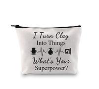 G2TUP Ceramic Artist Gift I Turn Clay Into Things Makeup Bag Potter Pottery Art Cosmetic Bag Pot Making Lover Gift Pottery Artist Zipper Travel Bag, I Turn Clay Into White Bag