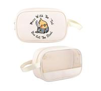 G2TUP Cockatiel Lover Gift Mess With The 'Tiel You Get The Steel Clear Makeup Bag Cockatiel Parrot Travel Toiletry Bag Bird Lover Gift, Tiel You Get The Steel TM