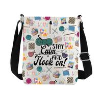 G2TUP Crochet Crossbody Bag Yarn Crocheter Gifts Crochet Lover Gift Stay Calm And Hook On Crochet Shoulder Bag, Stay Calm Cb, Western