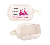 G2TUP Dog Lover Gift Who Trains Dog Clear Makeup Bag Dogs Trainer Travel Toiletry Bag Training Pet Lover Gift (Who Trains Dog TM)
