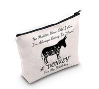 G2TUP Donkey Lover Gift No Matter How Old I Am Always Want A Donkey Makeup Bag Crazy Donkey Lady Cosmetic Bag Donkey Themed Gift Zipper Travel Bag, Want A Donkey White Bag 1.0