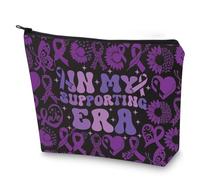 G2TUP Epilepsy Awareness Cosmetic Makeup Bag Purple Ribbon Gift In My Supporting Era Epilepsy Awareness Survival Kit Epilepsy Support Merch, In My Supporting MG