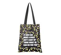 G2TUP Funny Christian Gift Religious Firefly Themed Tote Bag Sarcastic Humor Baptism Handbag Christian Scripture Merch, Religious Firefly Themed Tb