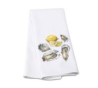 G2TUP Funny Kitchen Towel Oyster Lemon Flour Sack Dish Towel White Hand Towel Kit Seashell Lover Gift (Oyster Lemon KT)