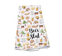 G2TUP Funny Oktoberfest Kitchen Towel Beer Flour Sack Dish Towel White Hand Towel Kit German Drinking Brewery Gift (Beer KT)