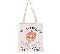 G2TUP No Appendix Club Gift No Appendix Social Club Tote Bag Appendicitis Recovery Handbag Appendectomy Humor Gift (No Appendix TB)
