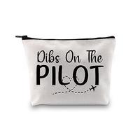 G2TUP Pilot Girlfriend Gift Dibs On The Pilot Makeup Bag Pilot Wife Cosmetic Bag I Love My Pilot Gift, Dibs On The Pilot MB