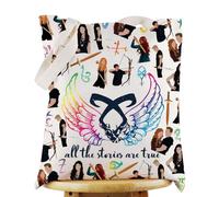 G2TUP Shadow Bookish Tote Bag Clary & Jace Fans Gift All The Stories Are True Shoulder Bag Clary Angelic Rune Merch, All the Stories Tg