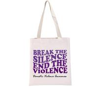 G2TUP Stop Abuse Support Gift Domestic Violence Awareness Tote Bag Purple Ribbon Support Handbag End The Violence Gift, Domestic Violence Tb