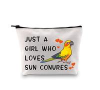 G2TUP Sun Conure Lover Gift Just A Girl Who Loves Sun Conures Makeup Bag Sun Conure Mom Cosmetic Bag Parrot Birds Lover Gift Zipper Travel Bag, Loves Sun Conures White Bag