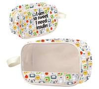 G2TUP T1D Clear Makeup Bag Type 1 Diabetes Snack Bag Diabetes Awareness Gifts T1D Warrior Gift I'm So Sweet I Need Insulin Supply Kit, I'm So Sweet clear, Fit