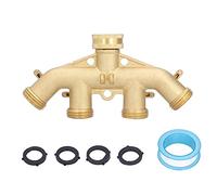 G3/4 4 Way Hose Splitter Brass Garden Hose Faucet Adapter Joint Connector Irrigation Accessory Durable Heavy Duty Water Distributor for Outdoor Garden Lawn Watering Brass Material