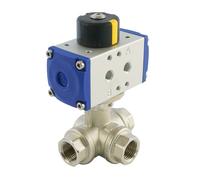 G3/8'' 3-Way T-port Brass Pneumatic Ball Valve Spring Closed - BL3BA
