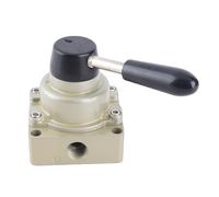 G3 / 8 Thread Pneumatic Air Flow Control Valve, 3 Positions 4 Ways Rotary Hand Lever, Gold Aluminum - Durable Coating, Precise Casting, Ideal for Fluid Control