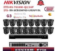 G3 Hikvision 16CH NVR DS-7616NI-Q2/16P 2way audio Colorvu 8MP POE Camera Systems