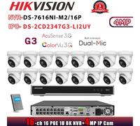 G3 HIKVISION 32MP 16CH NVR DS-7616NI-M2/16P ColorVU Audio2.0 4MP POE Camera Kit
